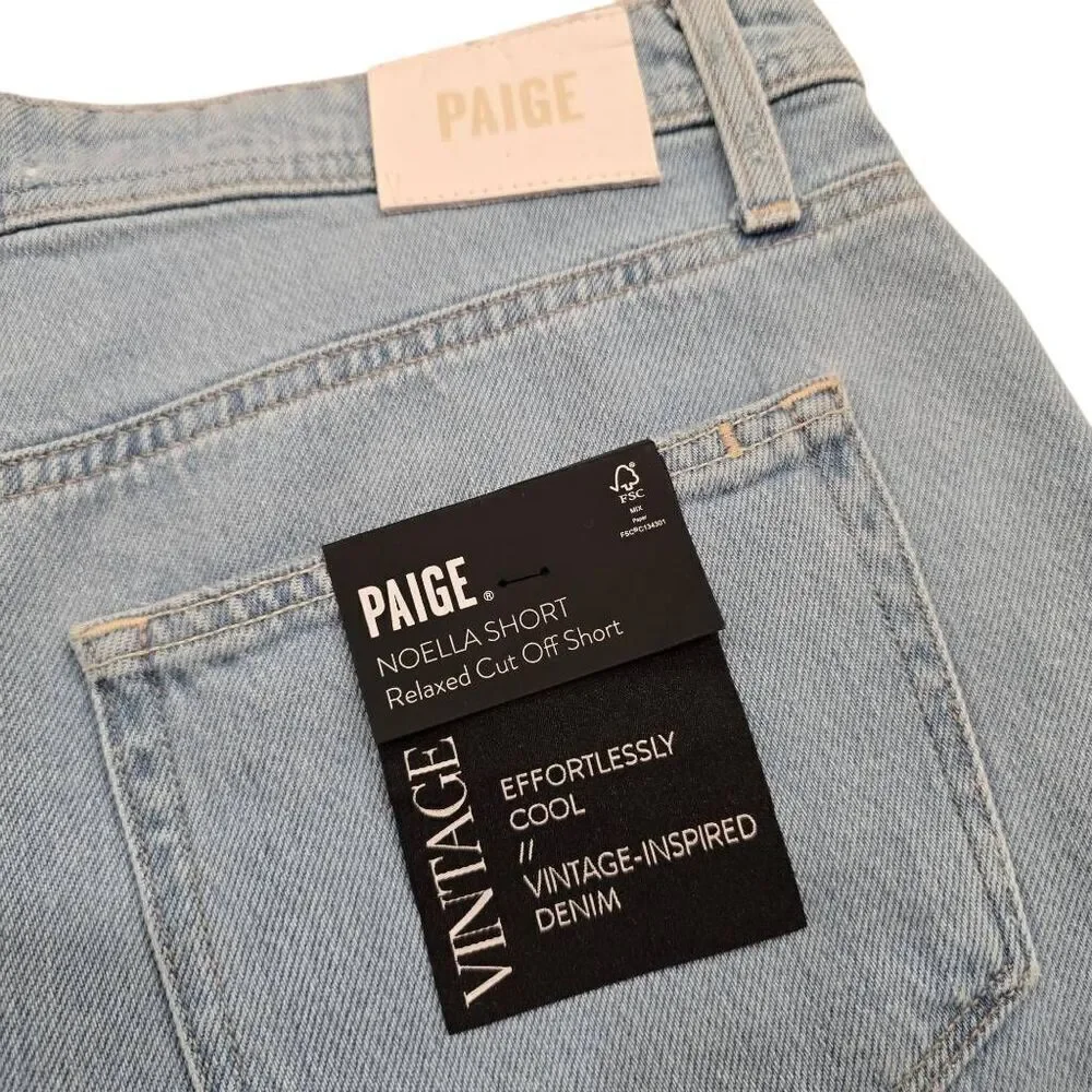 Paige Noella Cut-off Shorts Women's 30 Blue Denim‎ Effortlessly Relaxed Zip Fly